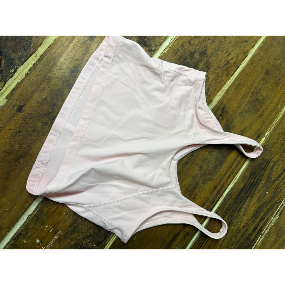 Light Pink V-Neck Athletic Crop Top Tank with Built-in Shelf Bra Size XS - Picture 2 of 5